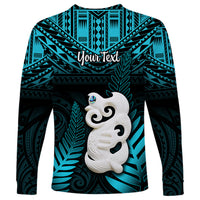 Personalized New Zealand Long Sleeve Shirt Manaia Maori Pattern With Turquoise Fern LT05 - Polynesian Pride