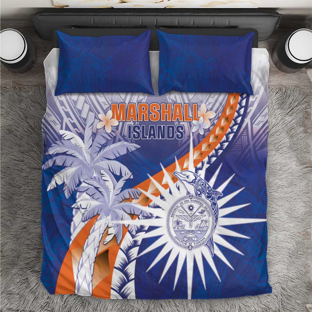 Marshall Islands Manit Day Bedding Set Polynesian Tribal Tattoo Tropical Style