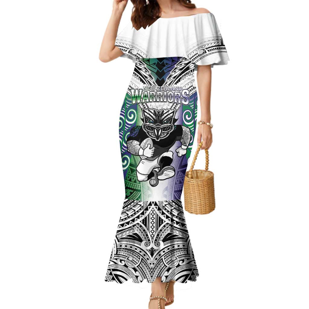 Custom New Zealand Warrior Family Matching Mermaid Dress and Hawaiian Shirt Maori Tribal Pattern