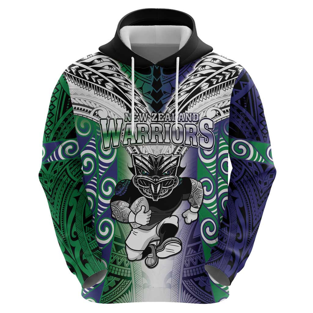 Custom New Zealand Warrior Hoodie Maori Tribal Pattern