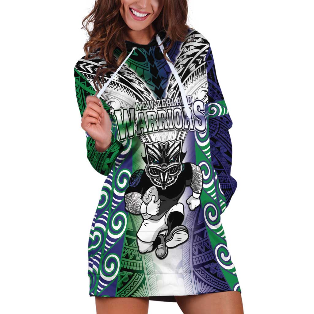 Custom New Zealand Warrior Hoodie Dress Maori Tribal Pattern