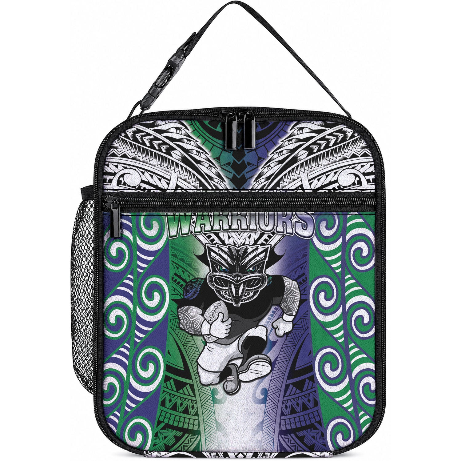 New Zealand Warrior Lunch Bag Maori Tribal Pattern LT05 10.2 × 8.3 × 4.3 inch Green - Polynesian Pride