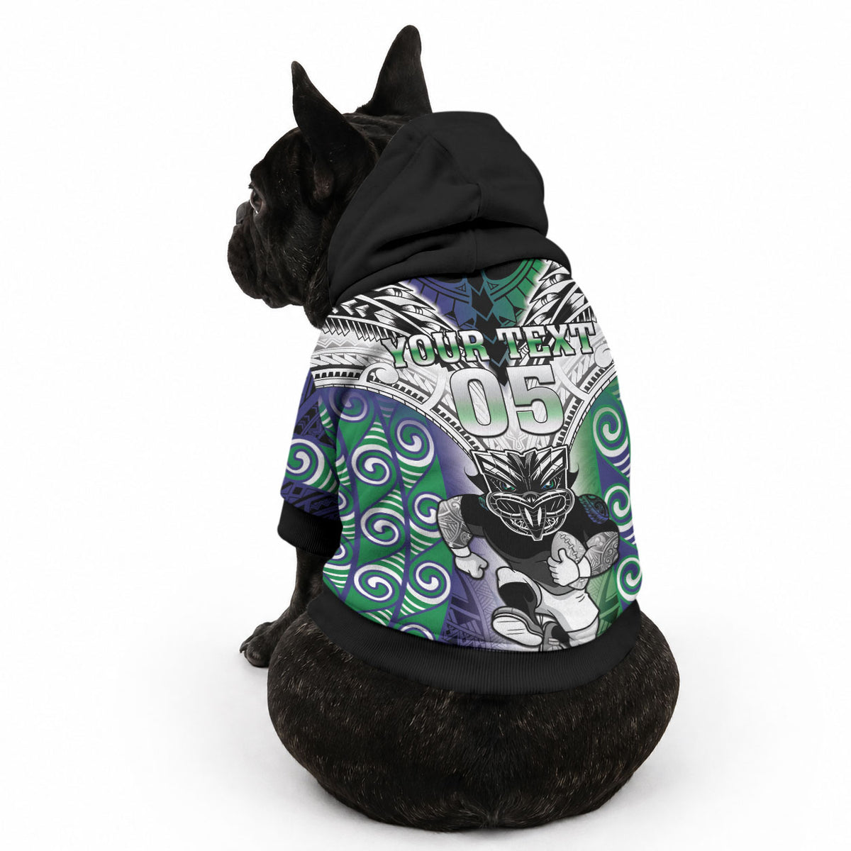 Custom New Zealand Warrior Pet Hoodie Maori Tribal Pattern LT05 - Polynesian Pride