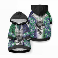 Custom New Zealand Warrior Pet Hoodie Maori Tribal Pattern LT05 Pullover Green - Polynesian Pride