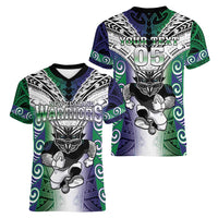 Custom New Zealand Warrior Women V-Neck T-Shirt Maori Tribal Pattern