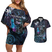 Suicide Awareness Couples Matching Off Shoulder Short Dress and Hawaiian Shirt You Are Not Alone - Polynesian Pride