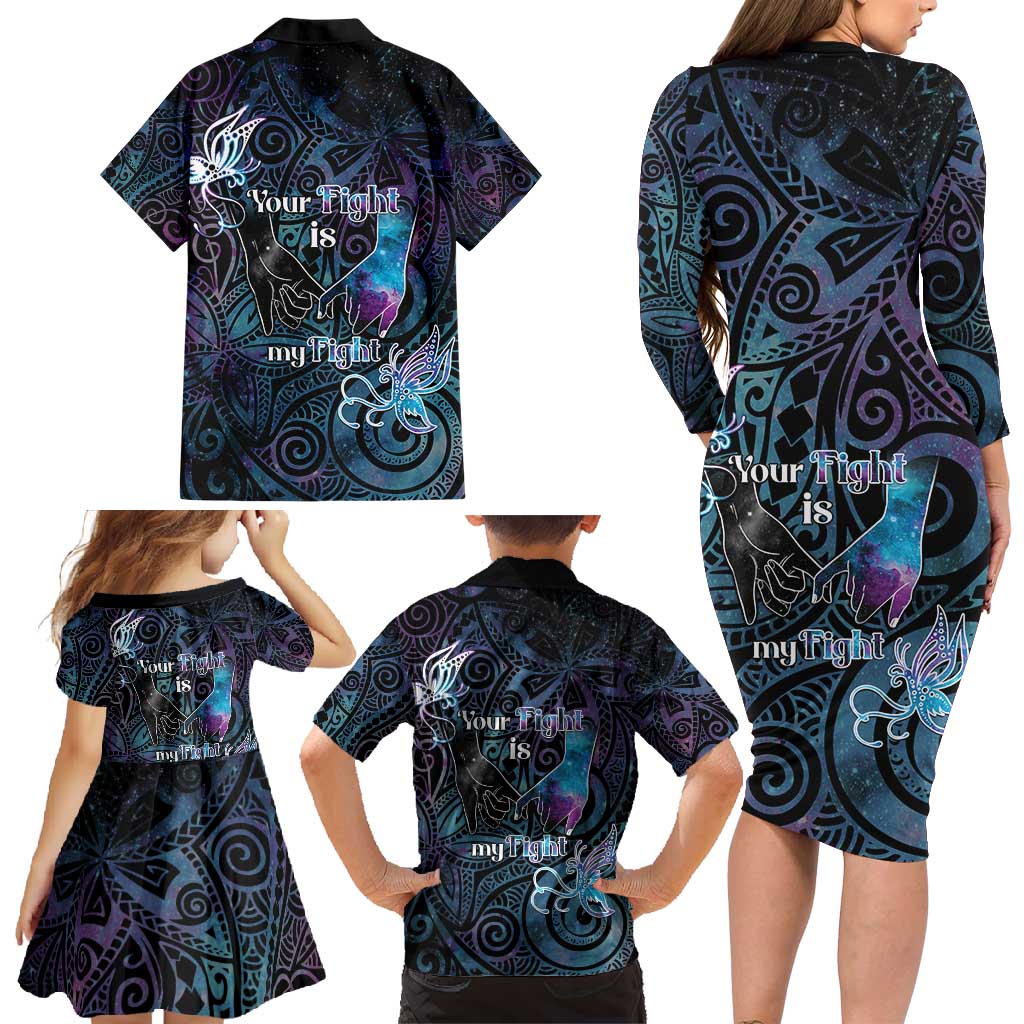 Suicide Awareness Family Matching Long Sleeve Bodycon Dress and Hawaiian Shirt You Are Not Alone - Polynesian Pride