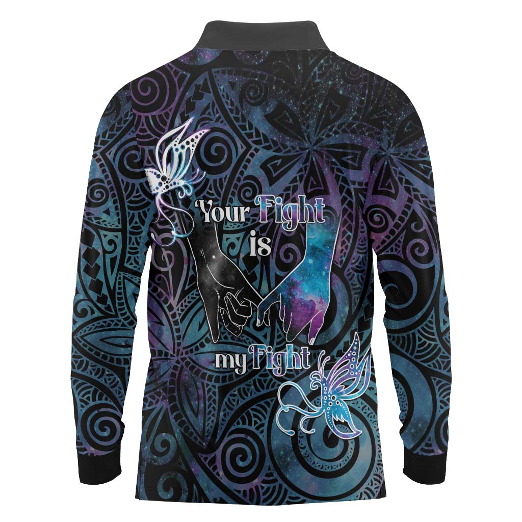 Suicide Awareness Long Sleeve Polo Shirt You Are Not Alone - Polynesian Pride