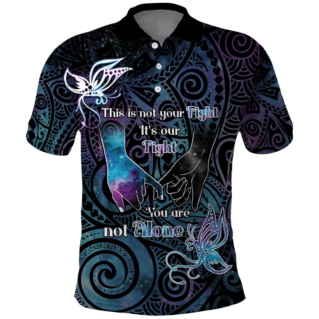 Suicide Awareness Polo Shirt You Are Not Alone LT05 Black - Polynesian Pride