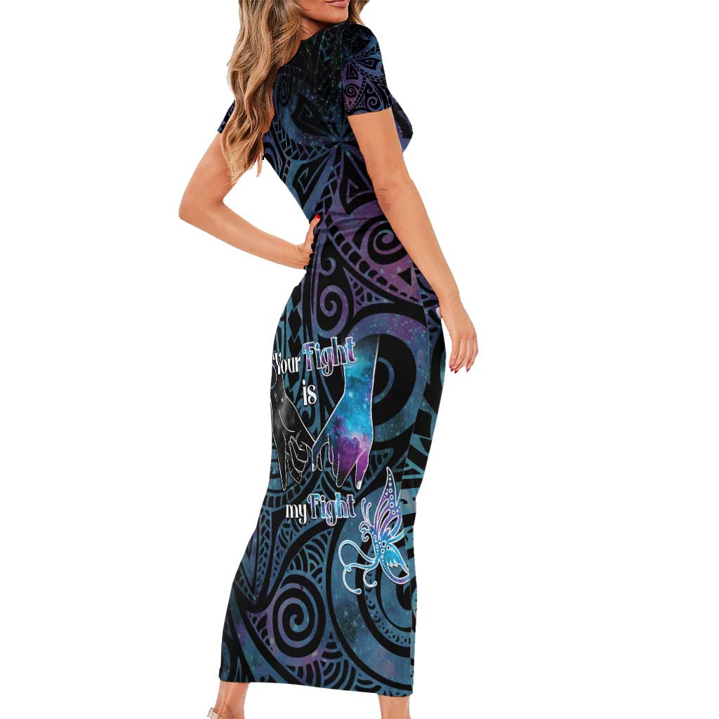 Suicide Awareness Short Sleeve Bodycon Dress You Are Not Alone - Polynesian Pride