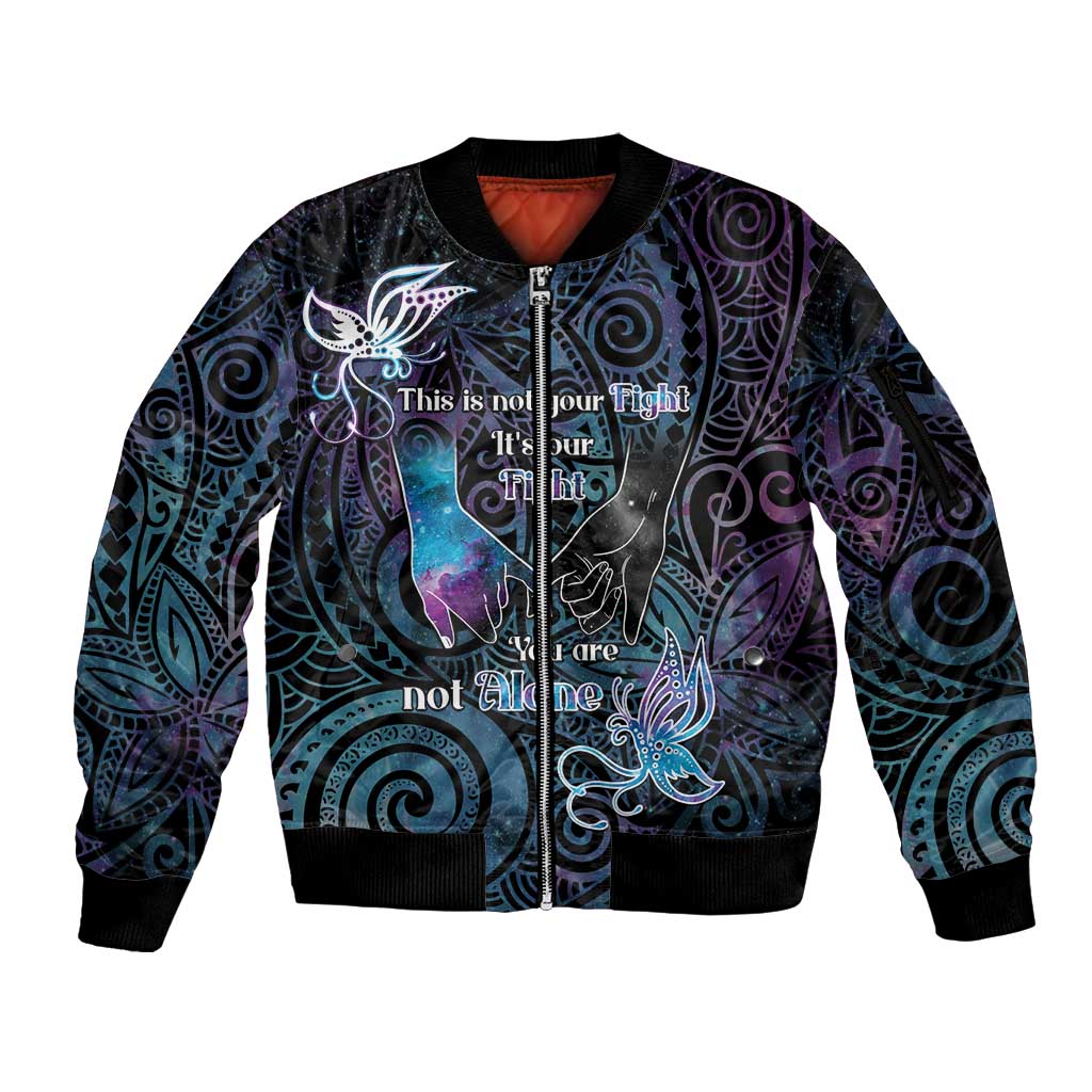 Suicide Awareness Sleeve Zip Bomber Jacket You Are Not Alone - Polynesian Pride