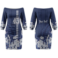 Personalized Utah State Couples Matching Off The Shoulder Long Sleeve Dress and Long Sleeve Button Shirt Polynesian Style LT05 - Polynesian Pride