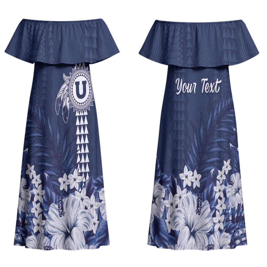 Personalized Utah State Family Matching Off Shoulder Maxi Dress and Hawaiian Shirt Polynesian Style LT05 Mom's Dress Blue - Polynesian Pride