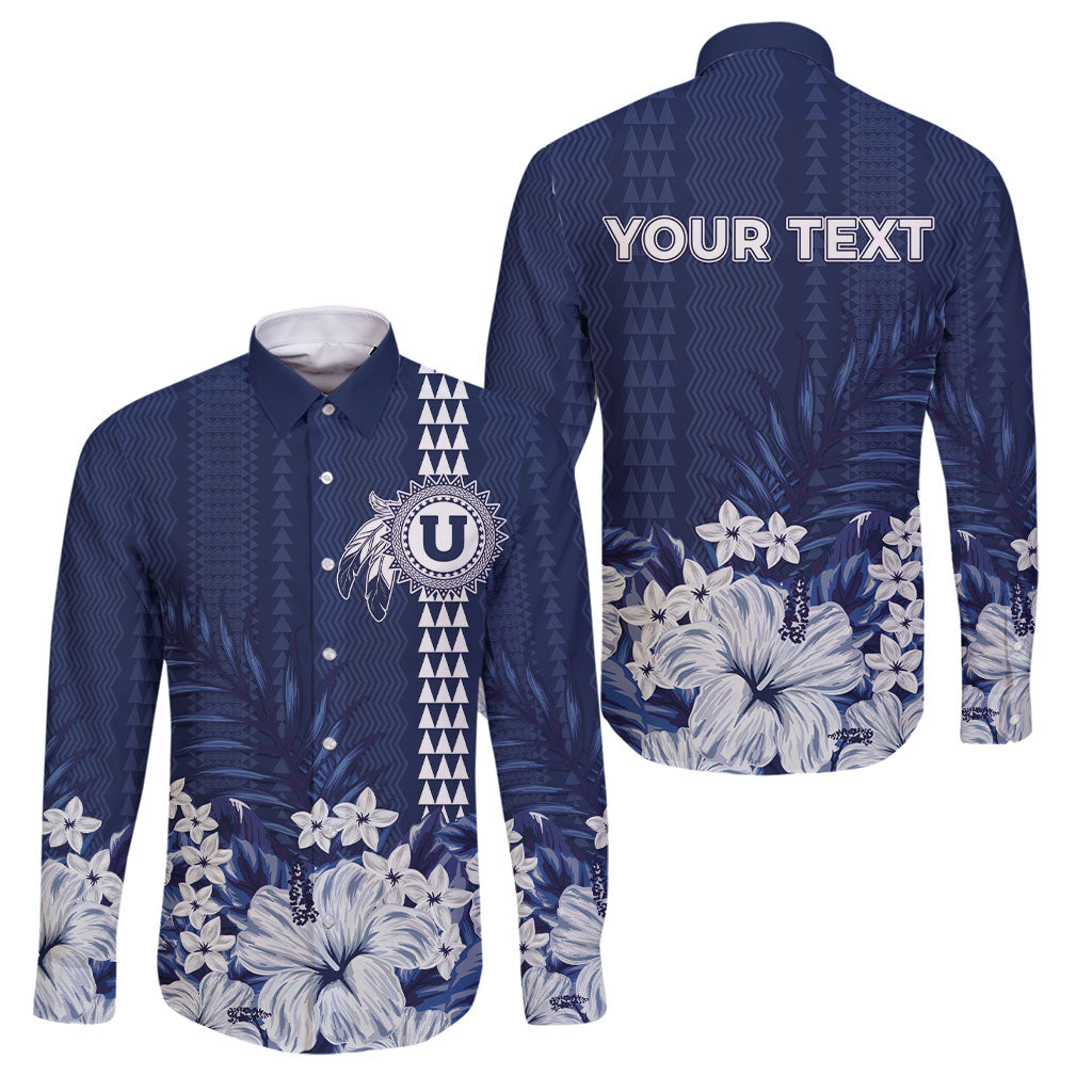 Personalized Utah State Family Matching Off Shoulder Short Dress and Hawaiian Shirt Polynesian Style LT05 Dad's Shirt - Long Sleeve Blue - Polynesian Pride