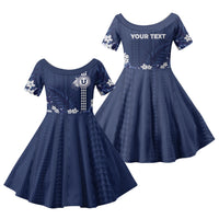 Personalized Utah State Family Matching Summer Maxi Dress and Hawaiian Shirt Polynesian Style LT05 Daughter's Dress Blue - Polynesian Pride