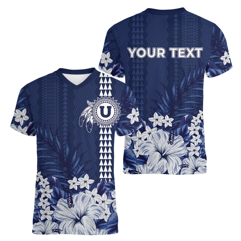 Personalized Utah State Women V-Neck T-Shirt Polynesian Style LT05 - Polynesian Pride