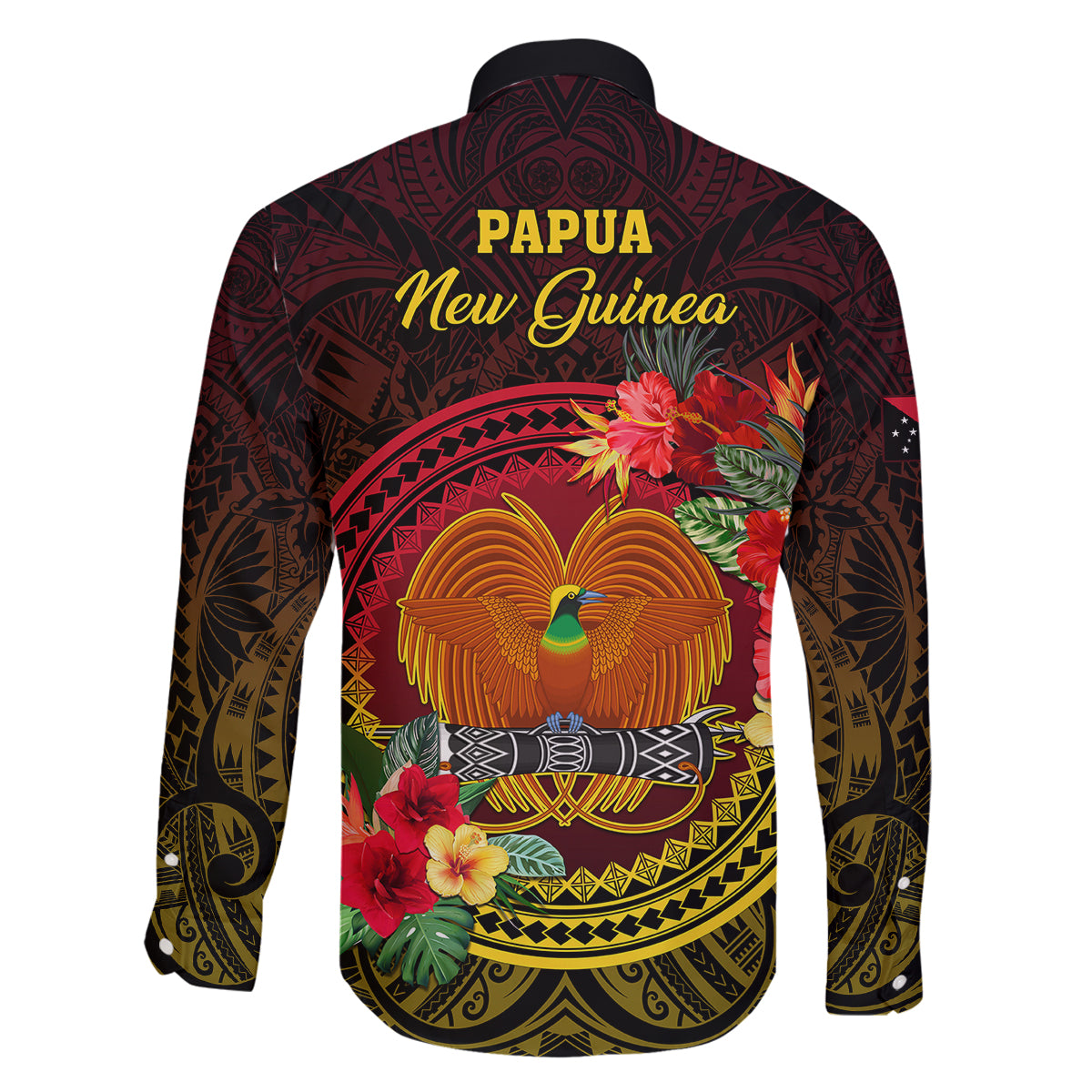 Papua New Guinea Family Matching Off Shoulder Short Dress and Hawaiian Shirt Coat Of Arms Tropical Flowers Polynesian Pattern LT05 - Polynesian Pride