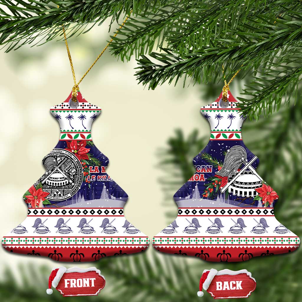 American Samoa Christmas Ceramic Ornament Poinsettia La Maunia Le Kilisimasi