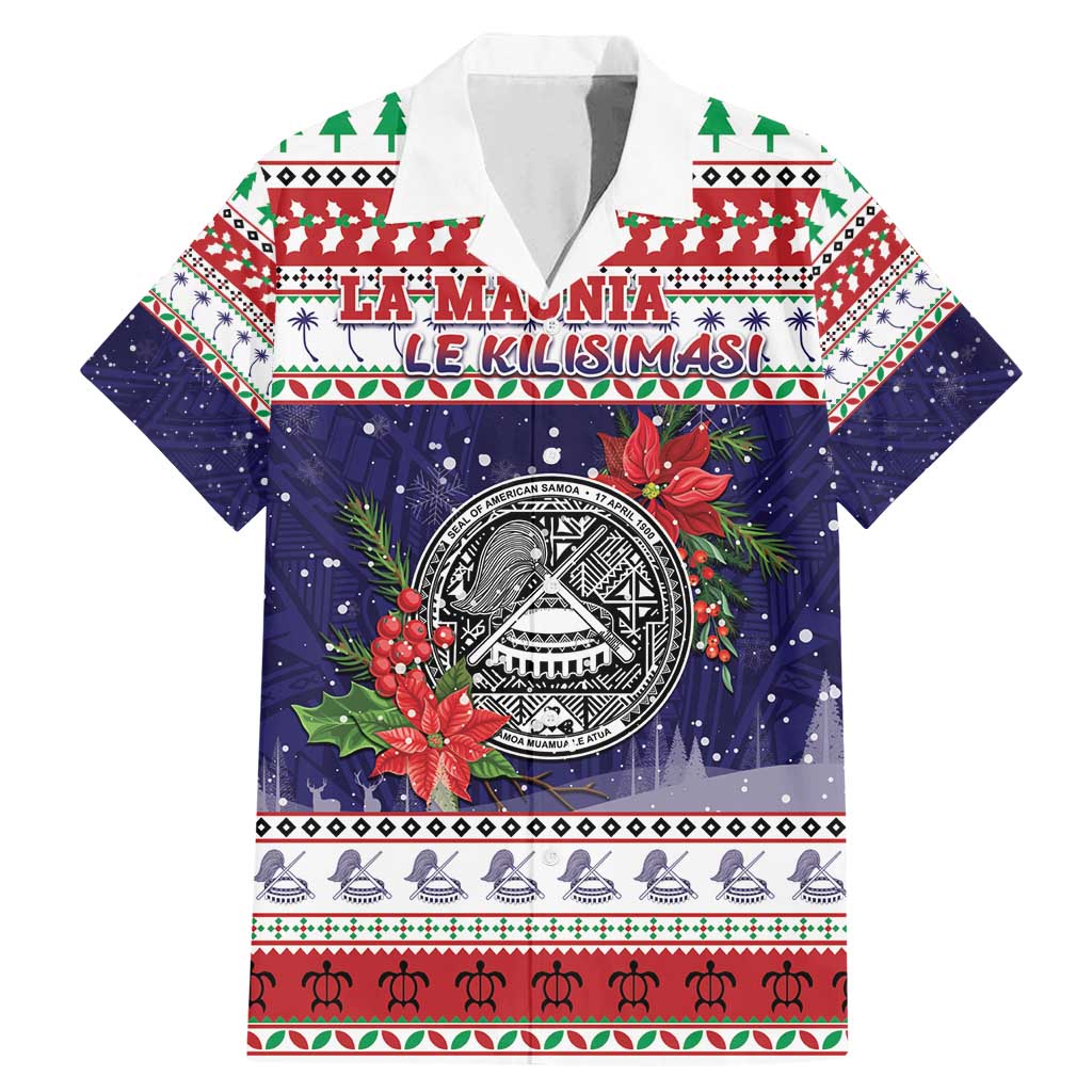 American Samoa Christmas Family Matching Mermaid Dress and Hawaiian Shirt Poinsettia La Maunia Le Kilisimasi