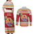 French Polynesia Christmas Couples Matching Off Shoulder Maxi Dress and Long Sleeve Button Shirt Coat Of Arms Merry Xmas