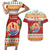 French Polynesia Christmas Couples Matching Short Sleeve Bodycon Dress and Hawaiian Shirt Coat Of Arms Merry Xmas