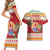 French Polynesia Christmas Couples Matching Short Sleeve Bodycon Dress and Hawaiian Shirt Coat Of Arms Merry Xmas