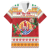 French Polynesia Christmas Family Matching Long Sleeve Bodycon Dress and Hawaiian Shirt Coat Of Arms Merry Xmas