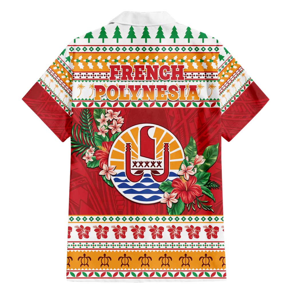 French Polynesia Christmas Family Matching Long Sleeve Bodycon Dress and Hawaiian Shirt Coat Of Arms Merry Xmas