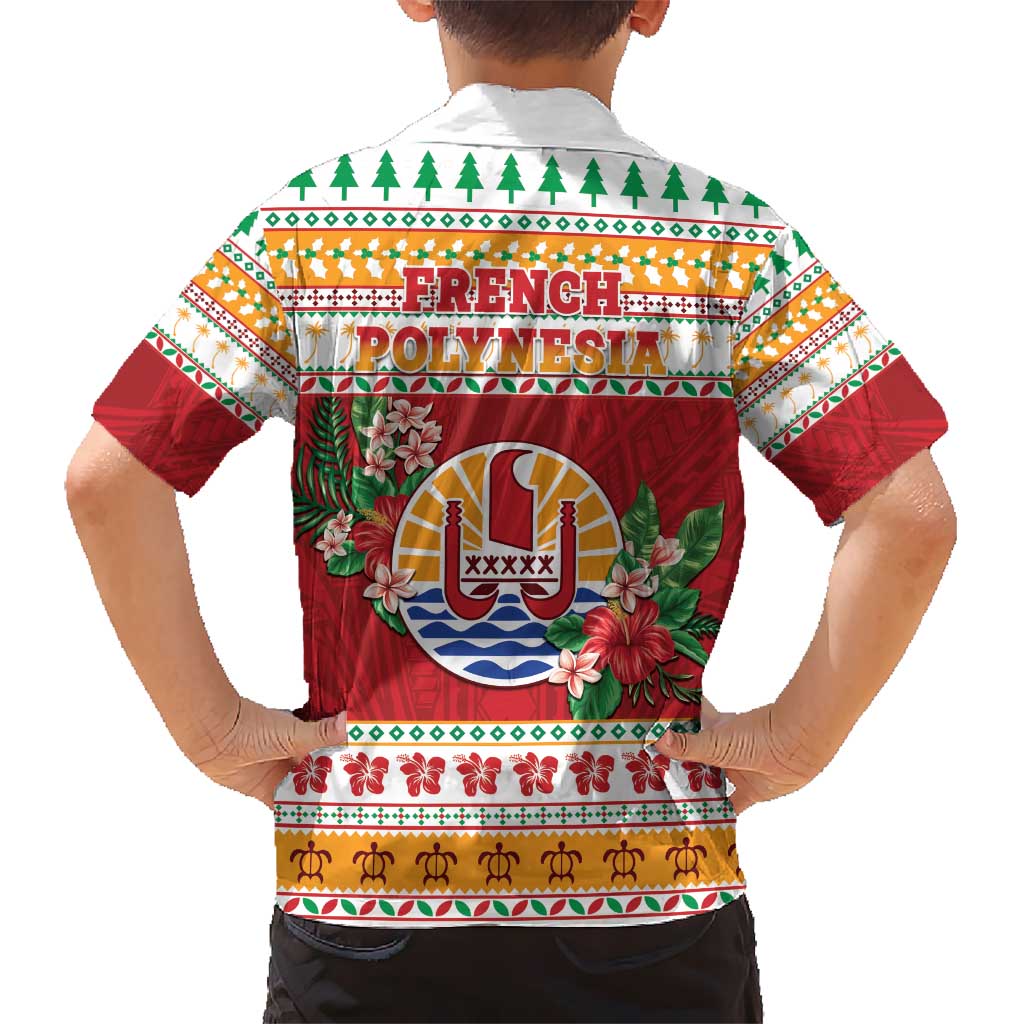 French Polynesia Christmas Hawaiian Shirt Coat Of Arms Merry Xmas