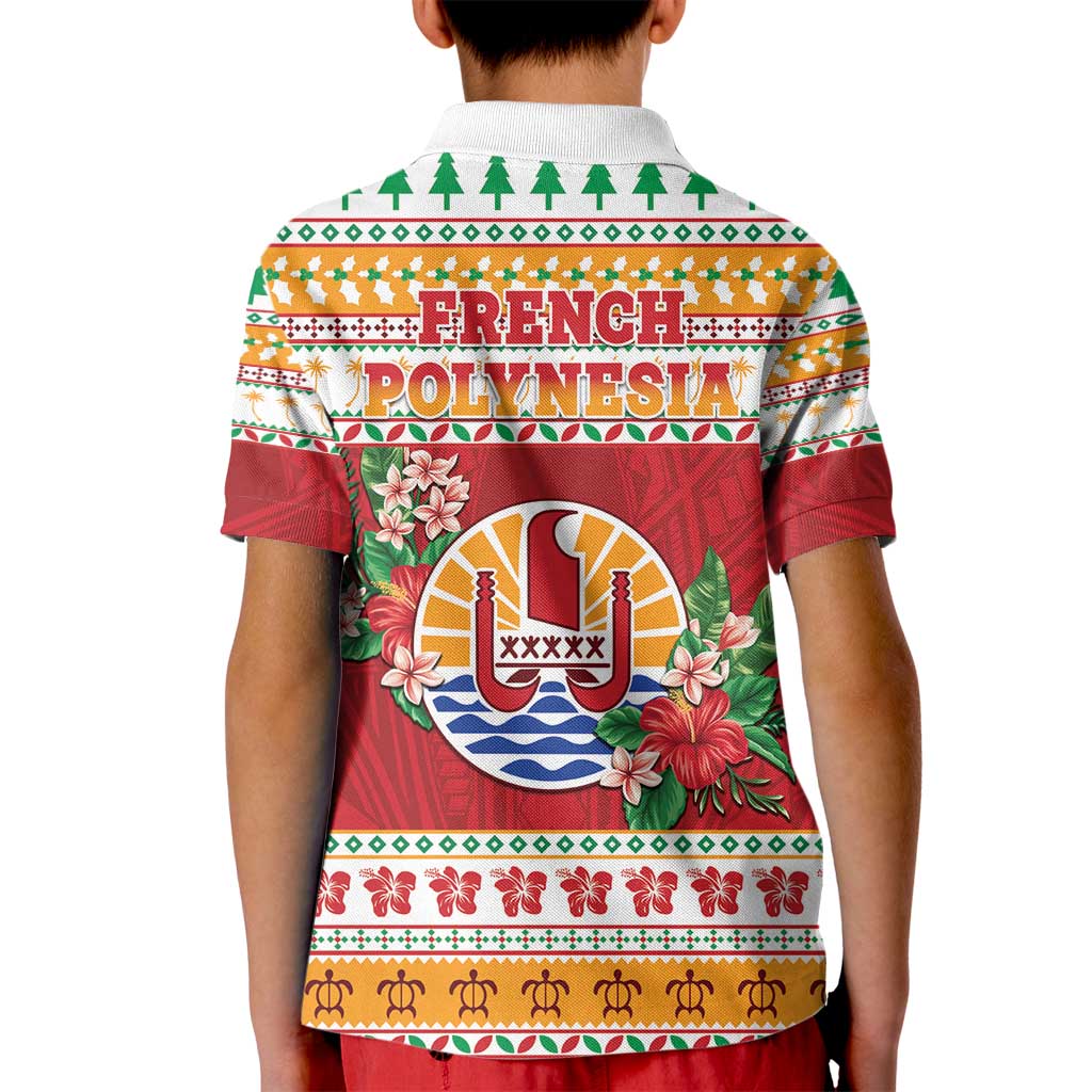 French Polynesia Christmas Kid Polo Shirt Coat Of Arms Merry Xmas