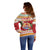 French Polynesia Christmas Off Shoulder Sweater Coat Of Arms Merry Xmas