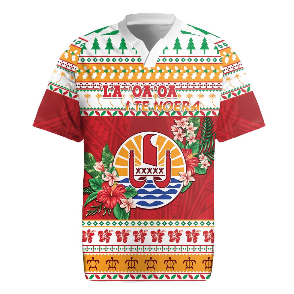 French Polynesia Christmas Rugby Jersey Coat Of Arms Merry Xmas