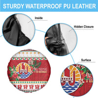 French Polynesia Christmas Spare Tire Cover Coat Of Arms Merry Xmas