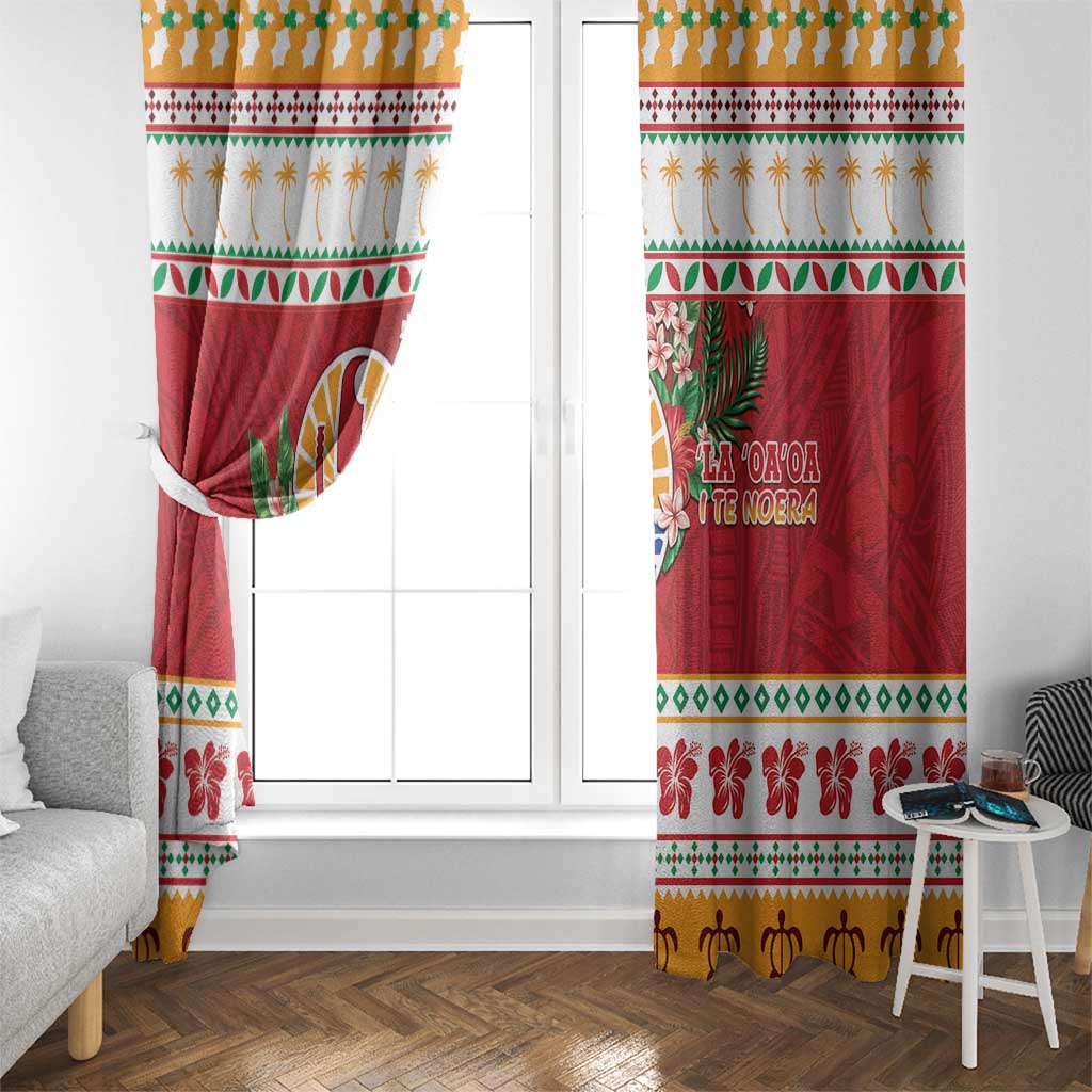 French Polynesia Christmas Window Curtain Coat Of Arms Merry Xmas