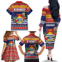 Kiribati Christmas Family Matching Off The Shoulder Long Sleeve Dress and Hawaiian Shirt Coat Of Arms Tekeraoi Te Kiritimati