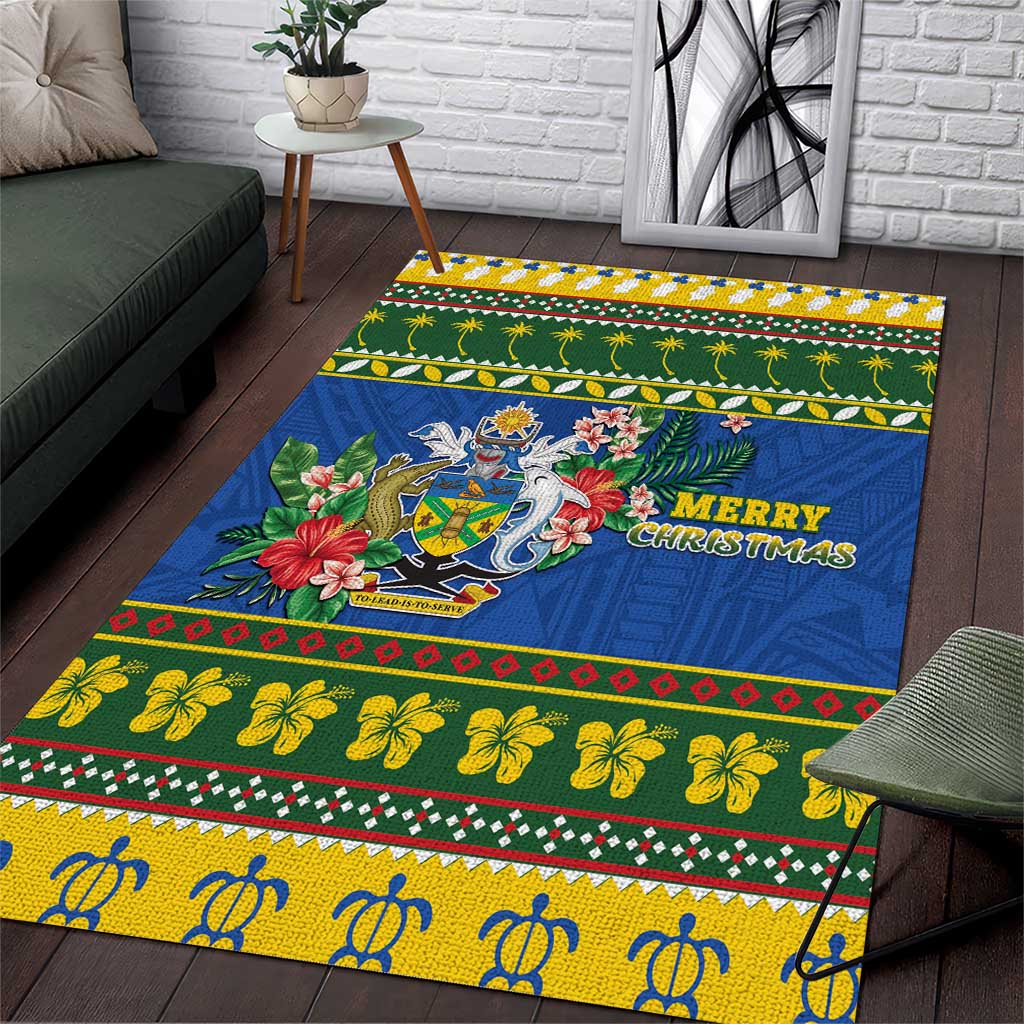 Solomon Islands Christmas Area Rug Coat Of Arms Merry Xmas