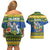 Solomon Islands Christmas Couples Matching Off Shoulder Short Dress and Hawaiian Shirt Coat Of Arms Merry Xmas