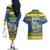 Solomon Islands Christmas Couples Matching Off The Shoulder Long Sleeve Dress and Hawaiian Shirt Coat Of Arms Merry Xmas