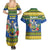 Solomon Islands Christmas Couples Matching Summer Maxi Dress and Hawaiian Shirt Coat Of Arms Merry Xmas