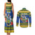 Solomon Islands Christmas Couples Matching Tank Maxi Dress and Long Sleeve Button Shirt Coat Of Arms Merry Xmas