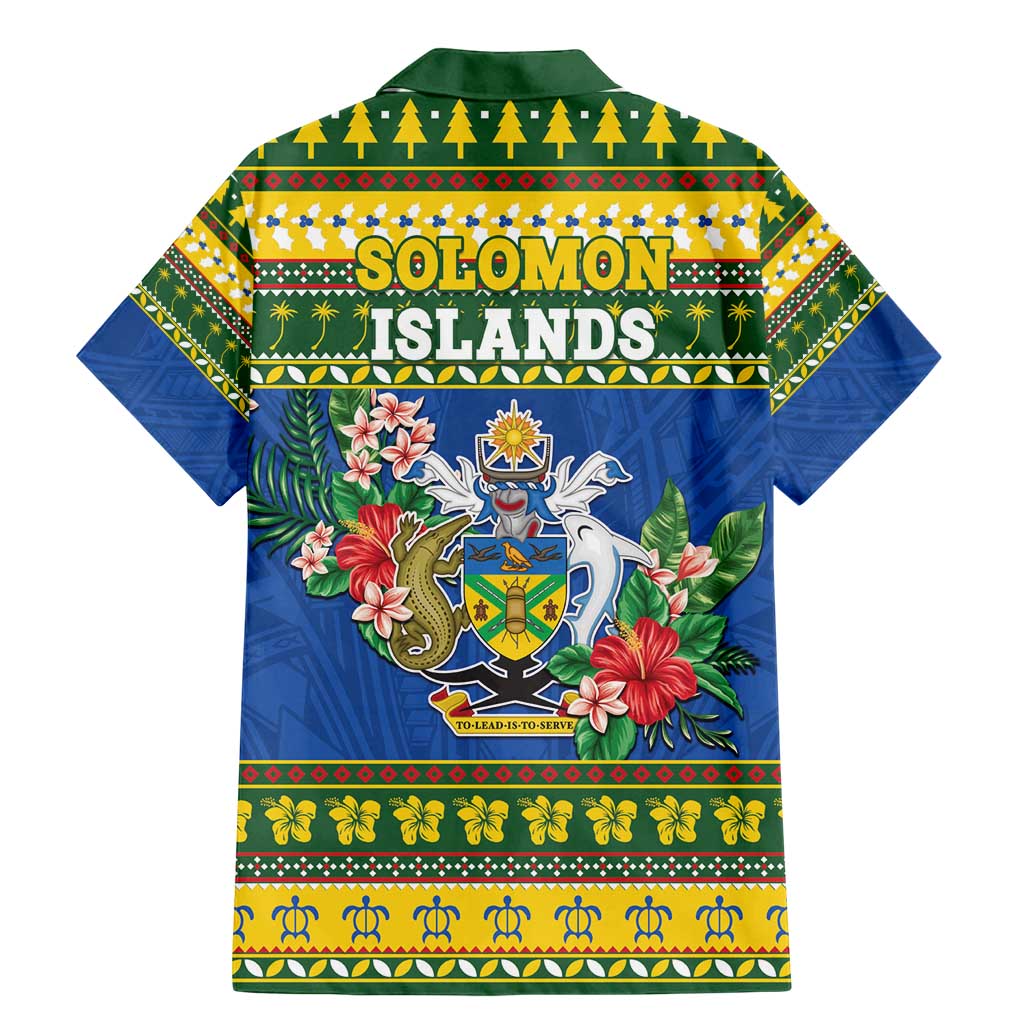 Solomon Islands Christmas Family Matching Mermaid Dress and Hawaiian Shirt Coat Of Arms Merry Xmas
