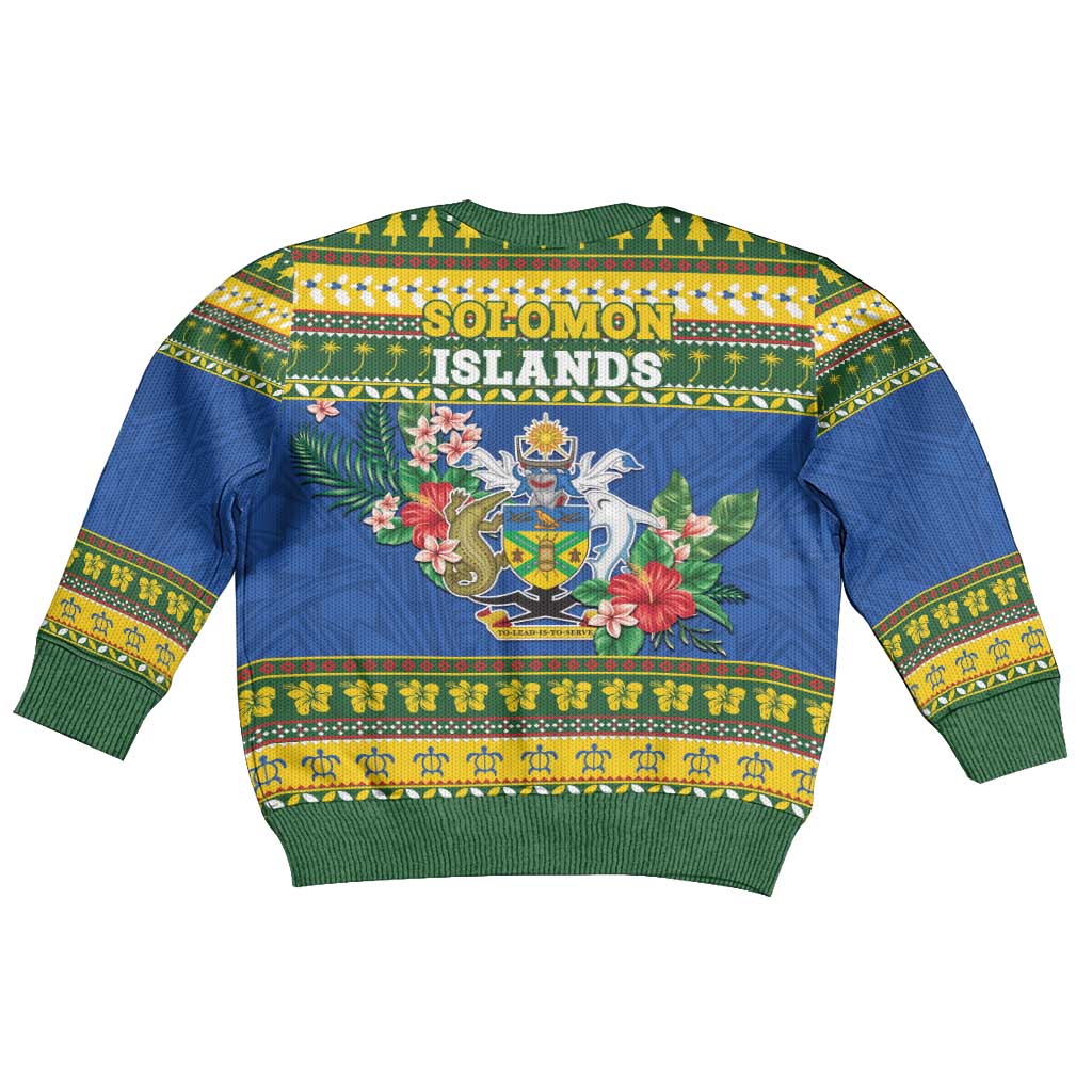 Solomon Islands Christmas Kid Ugly Christmas Sweater Coat Of Arms Merry Xmas