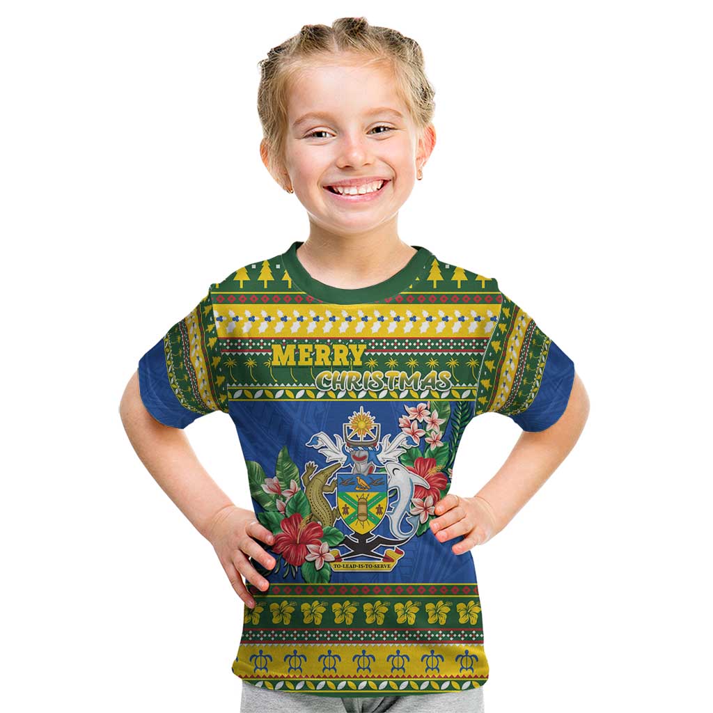 Solomon Islands Christmas Kid T Shirt Coat Of Arms Merry Xmas