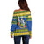 Solomon Islands Christmas Off Shoulder Sweater Coat Of Arms Merry Xmas