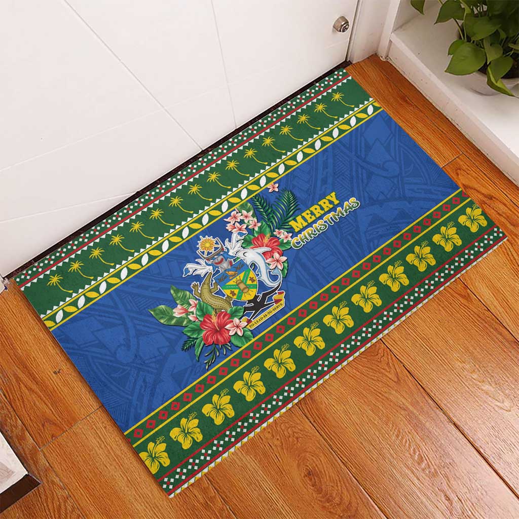 Solomon Islands Christmas Rubber Doormat Coat Of Arms Merry Xmas