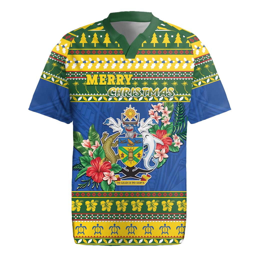 Solomon Islands Christmas Rugby Jersey Coat Of Arms Merry Xmas