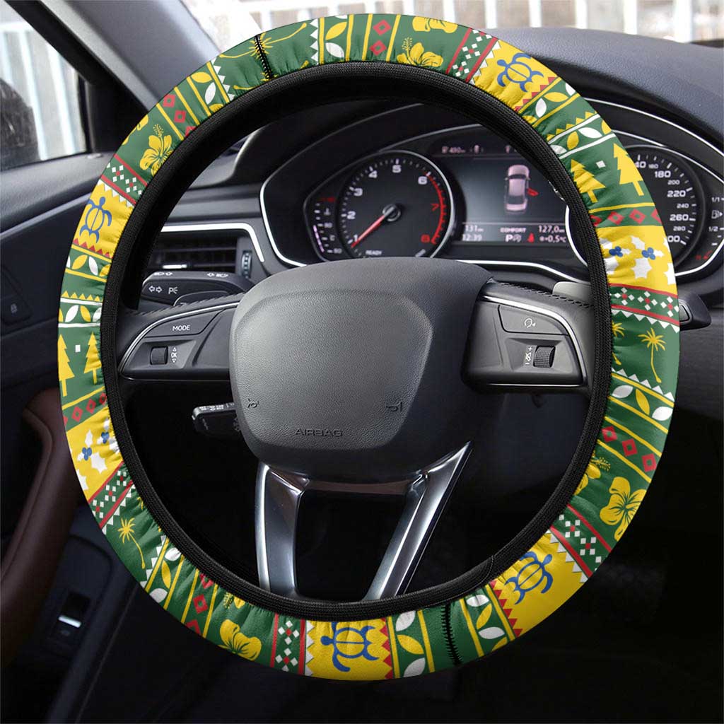 Solomon Islands Christmas Steering Wheel Cover Coat Of Arms Merry Xmas