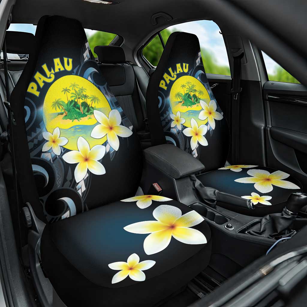 Palau United Nations Day Car Seat Cover Polynesian Curves Plumeria - Polynesian Pride