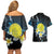 Palau United Nations Day Couples Matching Off Shoulder Short Dress and Hawaiian Shirt Polynesian Curves Plumeria - Polynesian Pride