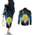 Palau United Nations Day Couples Matching Off The Shoulder Long Sleeve Dress and Long Sleeve Button Shirt Polynesian Curves Plumeria - Polynesian Pride